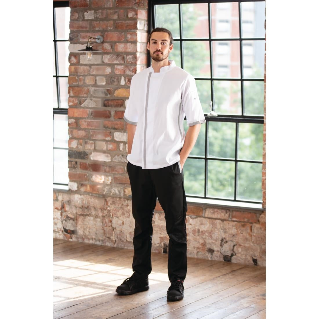 B998-L Southside Unisex Chefs Jacket Short Sleeve White L JD Catering Equipment Solutions Ltd