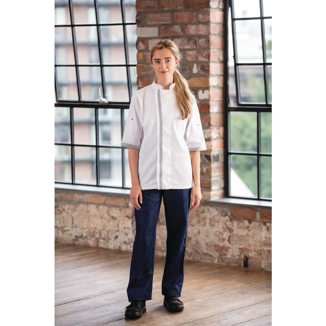 B998-L Southside Unisex Chefs Jacket Short Sleeve White L JD Catering Equipment Solutions Ltd