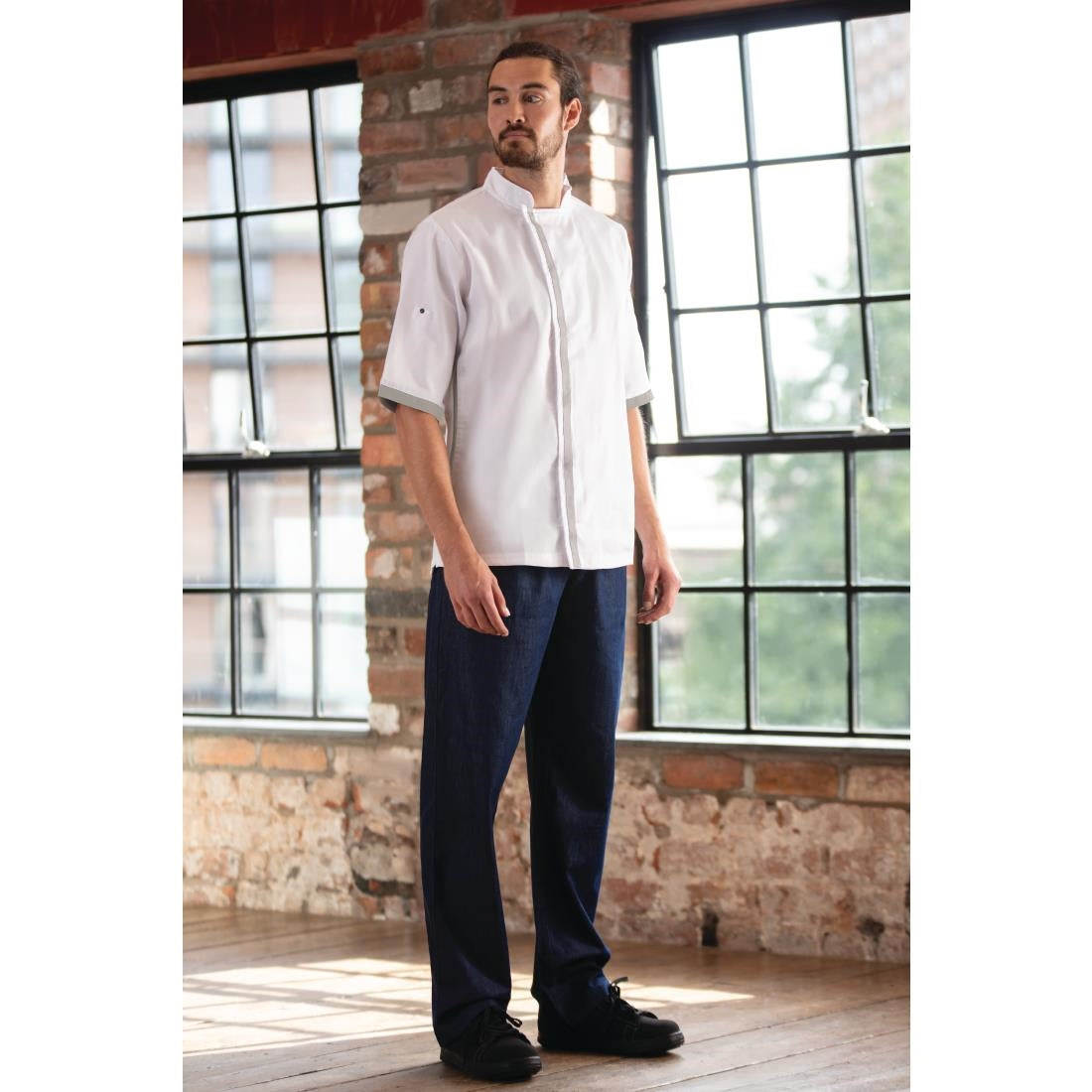 B998-L Southside Unisex Chefs Jacket Short Sleeve White L JD Catering Equipment Solutions Ltd