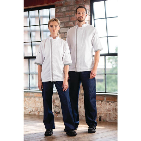 B998-XS Southside Unisex Chefs Jacket Short Sleeve White XS JD Catering Equipment Solutions Ltd