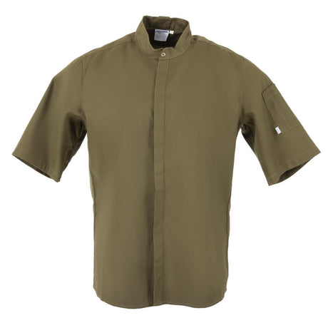 BA001-L Southside Band Collar Chef Jacket Khaki Size L JD Catering Equipment Solutions Ltd