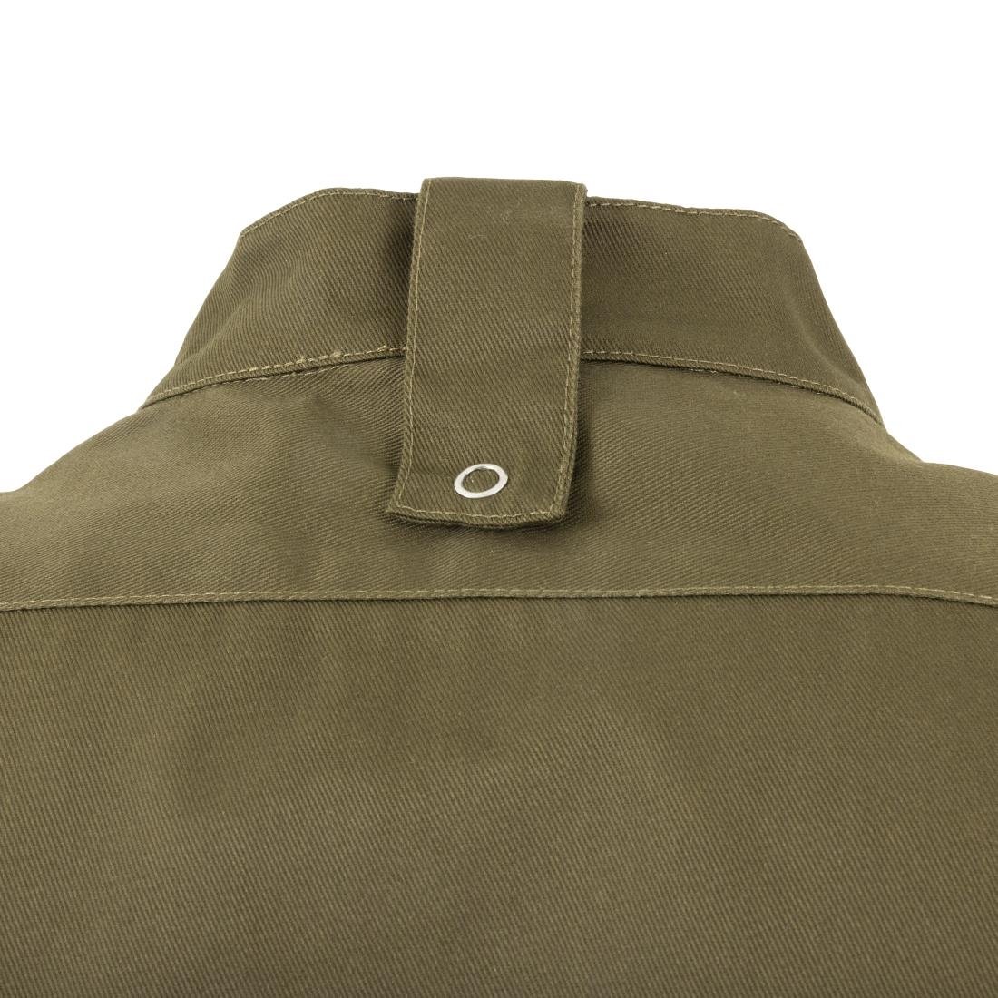 BA001-S Southside Band Collar Chef Jacket Khaki Size S JD Catering Equipment Solutions Ltd