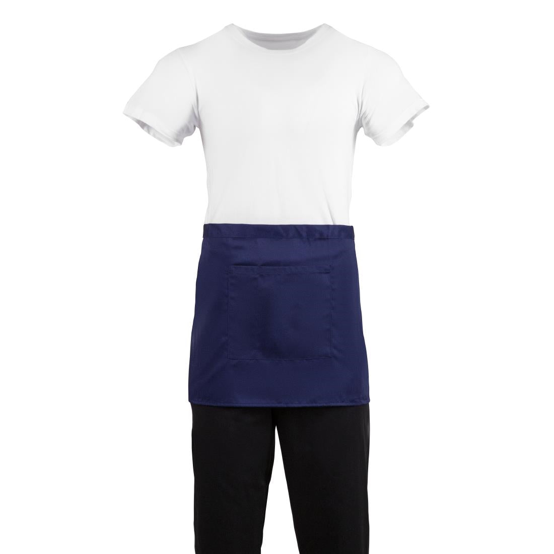 BB179 Whites Short Bistro Apron Navy Blue JD Catering Equipment Solutions Ltd