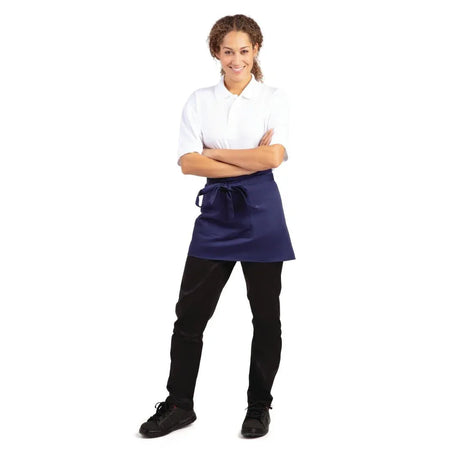 BB179 Whites Short Bistro Apron Navy Blue - JD Catering Equipment Solutions Ltd