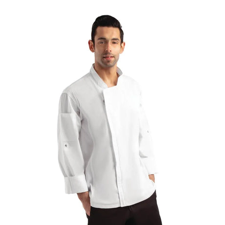 BB264-M Chef Works Unisex Hartford Lightweight Chef Jacket White Size M - JD Catering Equipment Solutions Ltd