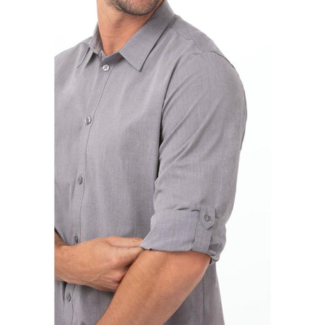 BB336-S Chef Works Urban Modern Chambray Shirt Grey Size S JD Catering Equipment Solutions Ltd