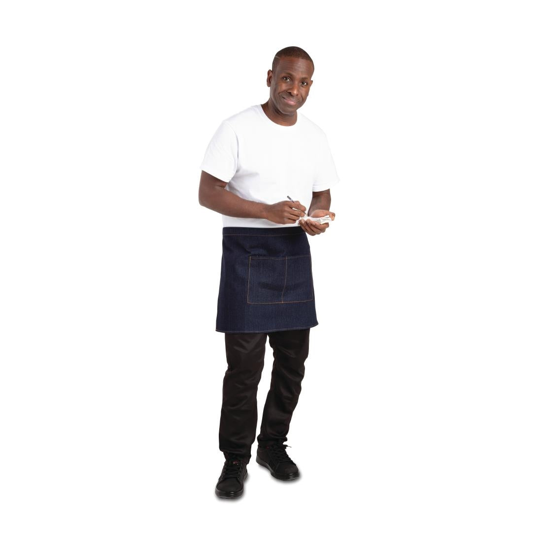 BB465 Southside Waist Apron Denim Blue Tan Ties JD Catering Equipment Solutions Ltd