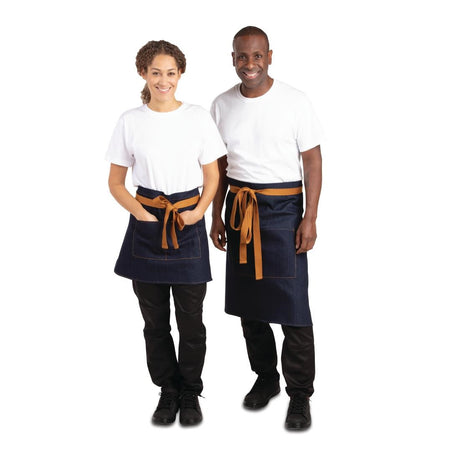 BB465 Southside Waist Apron Denim Blue Tan Ties JD Catering Equipment Solutions Ltd