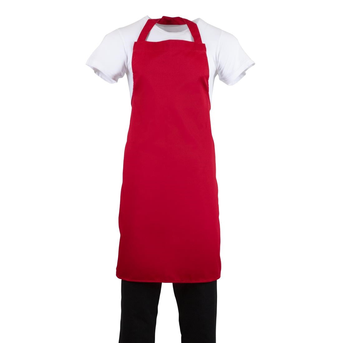 BB466 Whites Bib Apron Red JD Catering Equipment Solutions Ltd