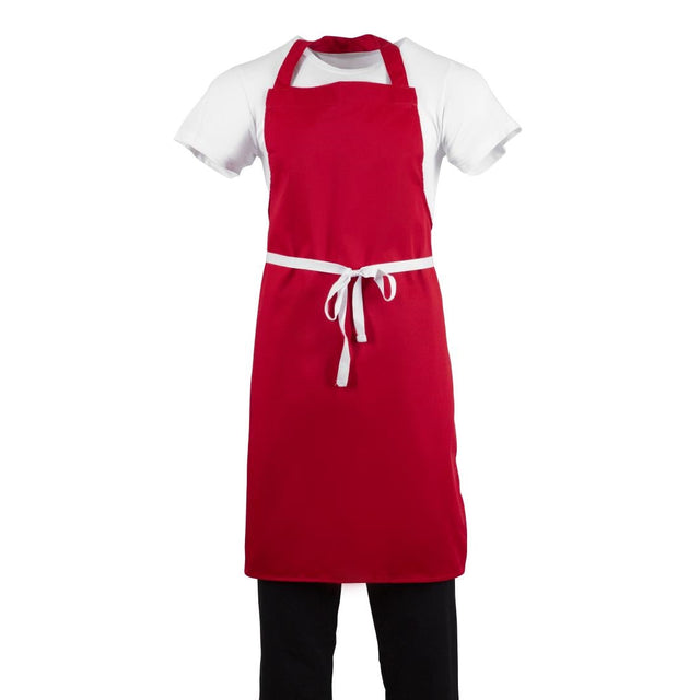 BB466 Whites Bib Apron Red JD Catering Equipment Solutions Ltd
