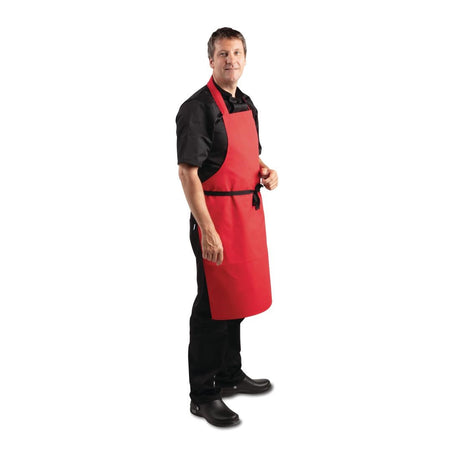 BB466 Whites Bib Apron Red JD Catering Equipment Solutions Ltd