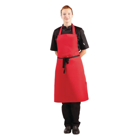 BB466 Whites Bib Apron Red JD Catering Equipment Solutions Ltd