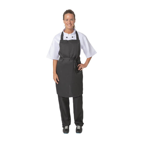 BB475 Nisbets Essentials Bib Aprons Polycotton Black (Pack of 2) JD Catering Equipment Solutions Ltd