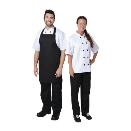 BB475 Nisbets Essentials Bib Aprons Polycotton Black (Pack of 2) JD Catering Equipment Solutions Ltd