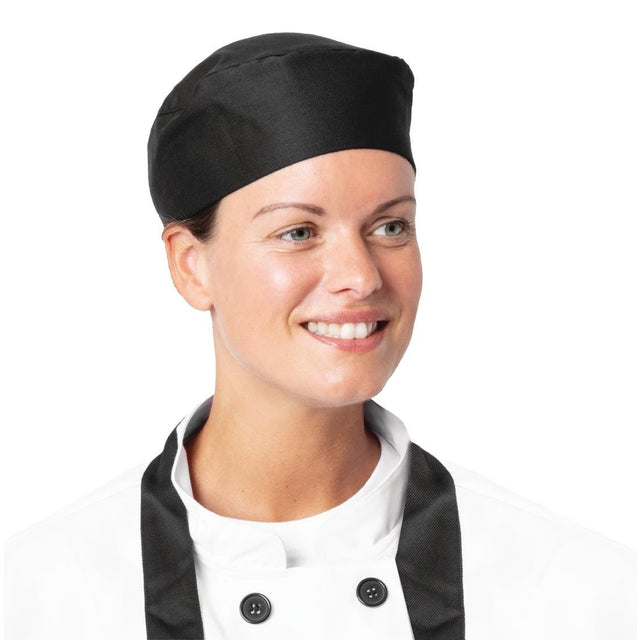 BB476 Nisbets Essentials Chef Skull Caps Black (Pack of 2) JD Catering Equipment Solutions Ltd