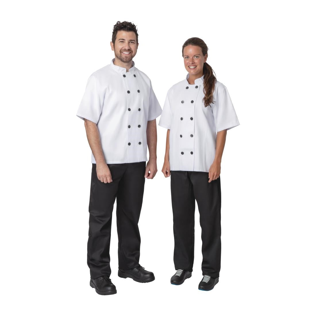 BB547-L Nisbets Essentials Short Sleeve Chefs Jacket White L (Pack of 2) JD Catering Equipment Solutions Ltd