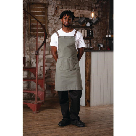 BB684 Southside Cotton Canvas Bib Apron Khaki JD Catering Equipment Solutions Ltd
