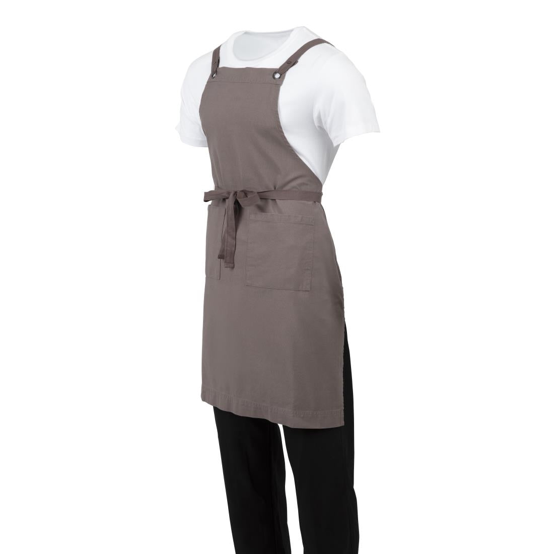 BB687 Southside Cotton Canvas Bib Apron Washed Grey JD Catering Equipment Solutions Ltd