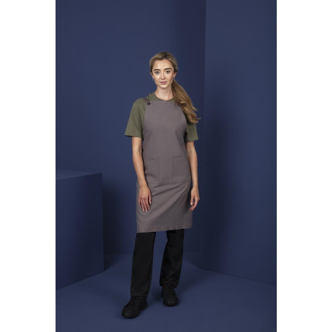 BB687 Southside Cotton Canvas Bib Apron Washed Grey JD Catering Equipment Solutions Ltd