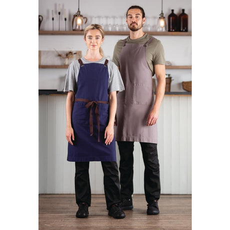 BB687 Southside Cotton Canvas Bib Apron Washed Grey JD Catering Equipment Solutions Ltd