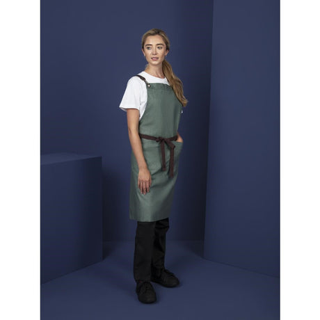 BB690 Southside Linen Blend Bib Apron Forest Green JD Catering Equipment Solutions Ltd