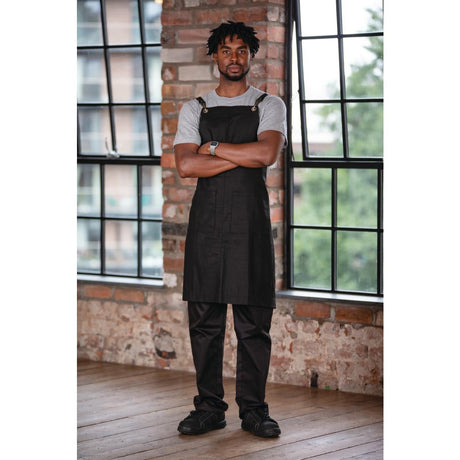 BB691 Southside Linen Blend Bib Apron Black JD Catering Equipment Solutions Ltd