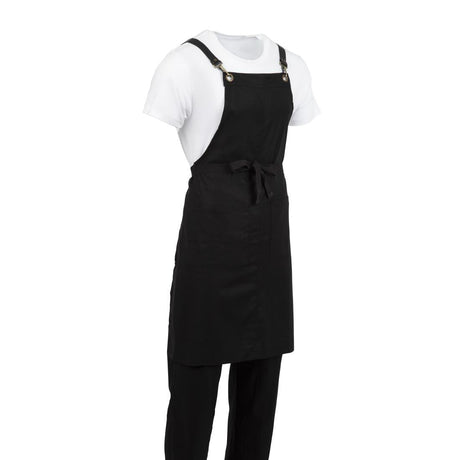 BB691 Southside Linen Blend Bib Apron Black JD Catering Equipment Solutions Ltd