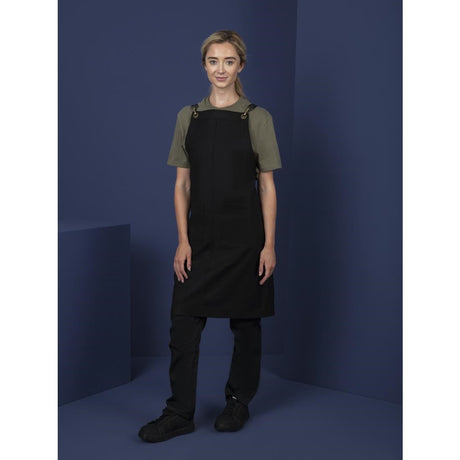 BB691 Southside Linen Blend Bib Apron Black JD Catering Equipment Solutions Ltd