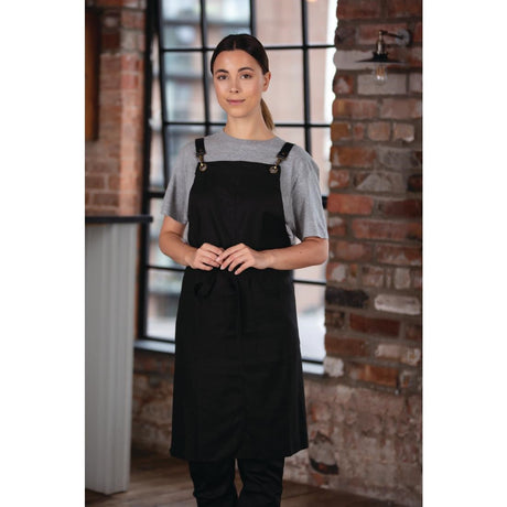 BB691 Southside Linen Blend Bib Apron Black JD Catering Equipment Solutions Ltd