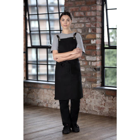 BB691 Southside Linen Blend Bib Apron Black JD Catering Equipment Solutions Ltd
