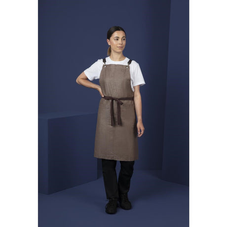 BB692 Southside Linen Blend Bib Apron Chocolate JD Catering Equipment Solutions Ltd