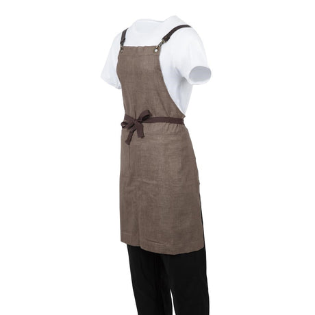 BB692 Southside Linen Blend Bib Apron Chocolate JD Catering Equipment Solutions Ltd