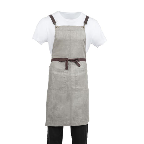 BB693 Southside Linen Blend Bib Apron Taupe JD Catering Equipment Solutions Ltd