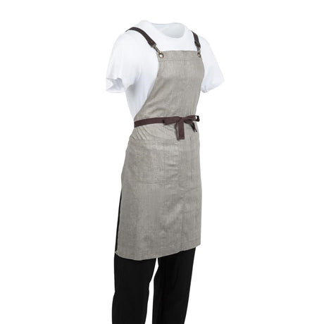 BB693 Southside Linen Blend Bib Apron Taupe JD Catering Equipment Solutions Ltd