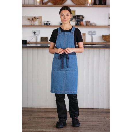 BB694 Southside Denim Bib Apron Light Blue JD Catering Equipment Solutions Ltd