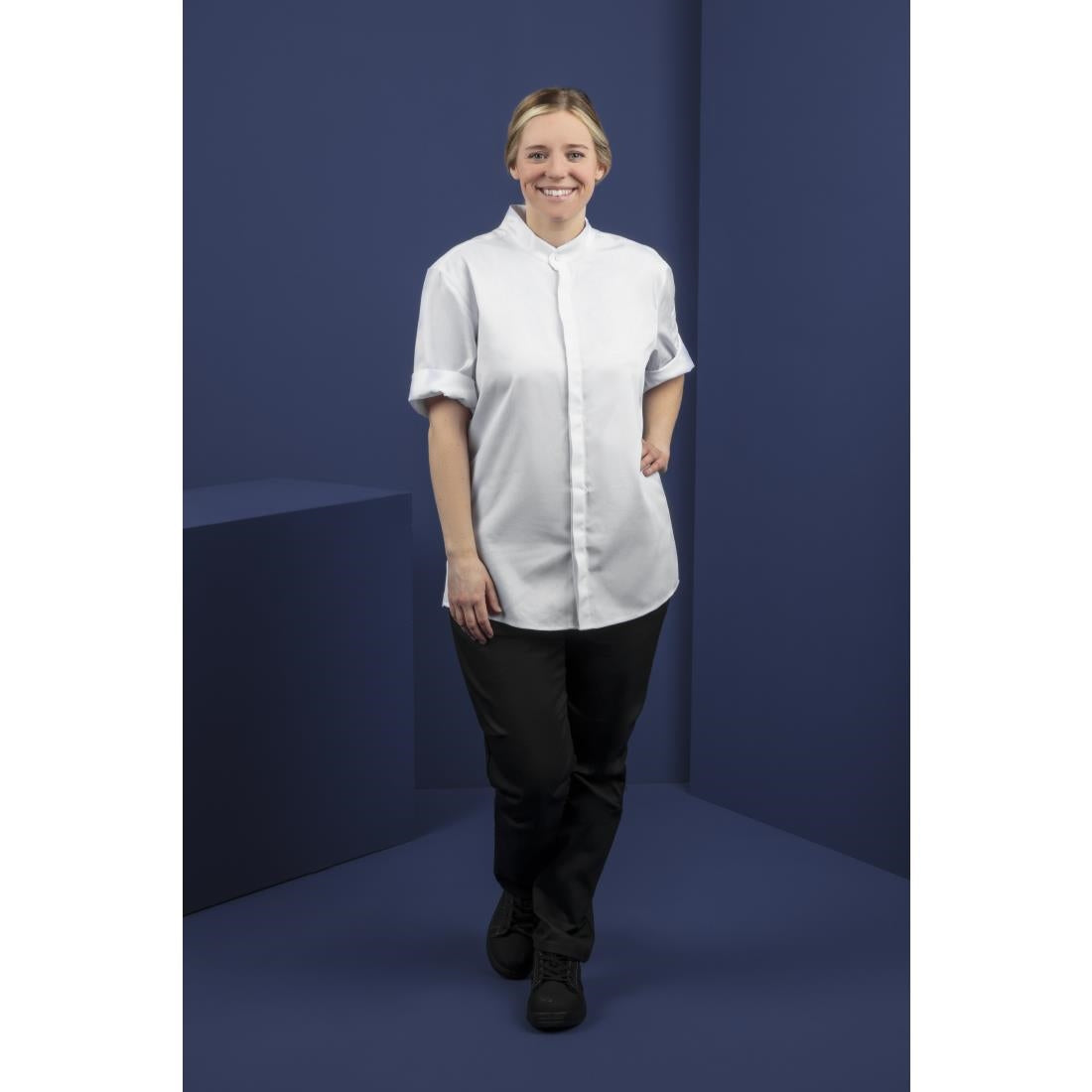 BB702-S Southside Band Collar Chefs Jacket White Size S JD Catering Equipment Solutions Ltd