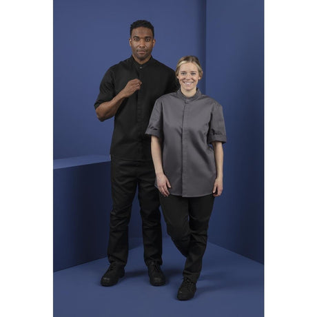 BB711-L Southside Band Collar Chefs Jacket Black Size L JD Catering Equipment Solutions Ltd