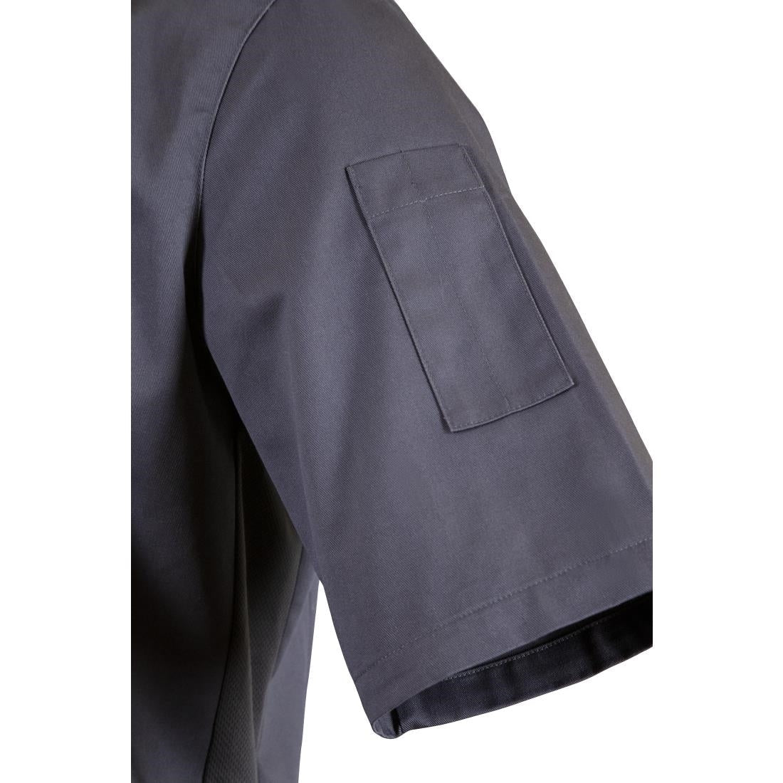 BB712-L Southside Band Collar Chefs Jacket Charcoal Size L JD Catering Equipment Solutions Ltd