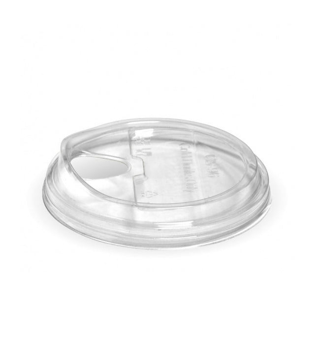 PLA Sipper Lid - Clear - Fits 300-700ml (96mm) - 1000/ctn - clear - BioPak commercial catering consumable