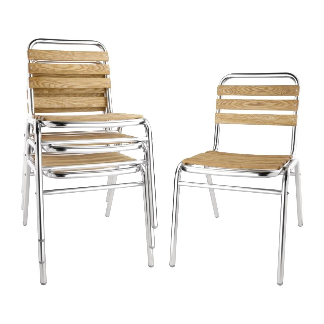 Bolero Aluminium & Ash Bistro Sidechair (Pack 4) JD Catering Equipment Solutions Ltd