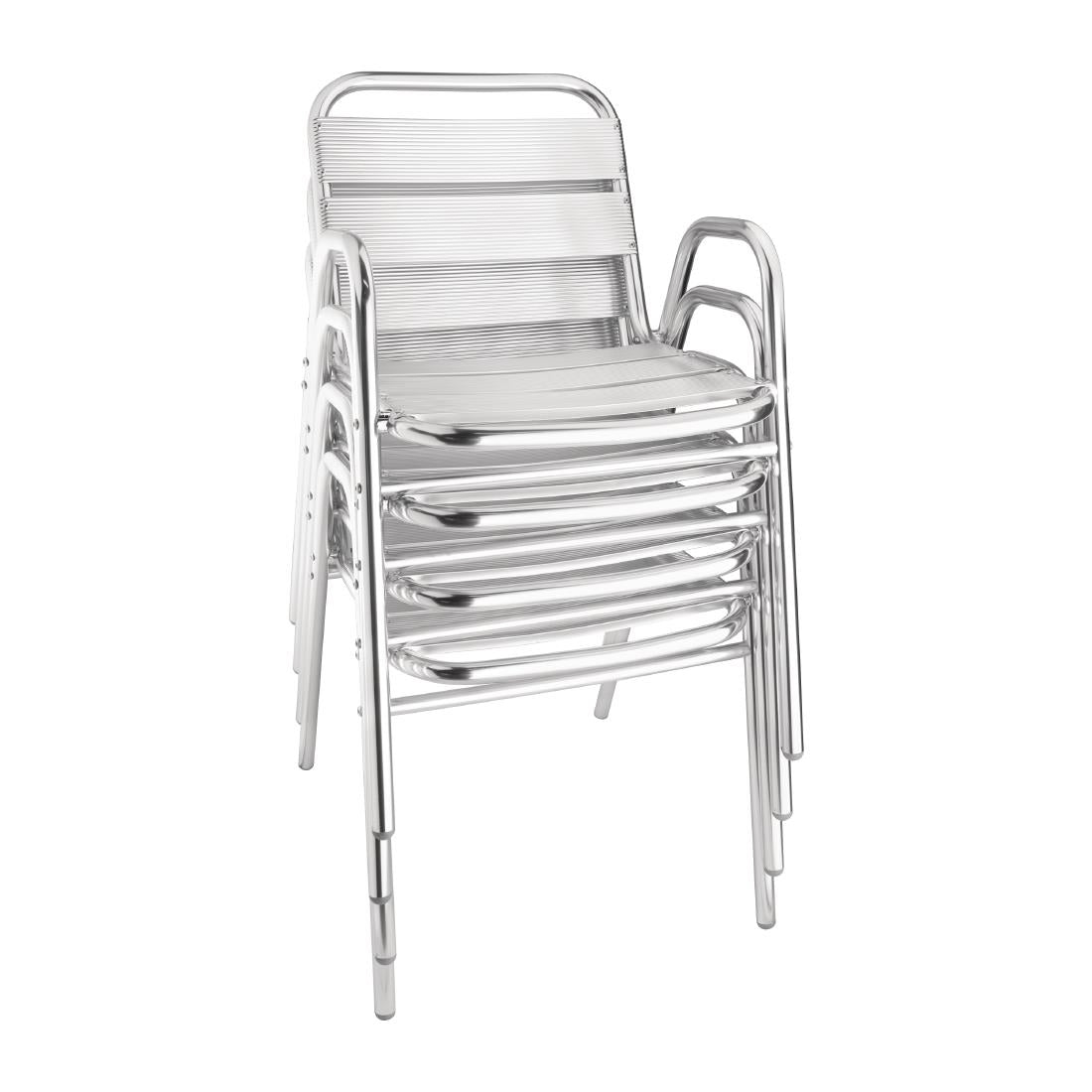 Bolero Aluminium Stacking Chairs Arched Arms (Pack of 4) JD Catering Equipment Solutions Ltd