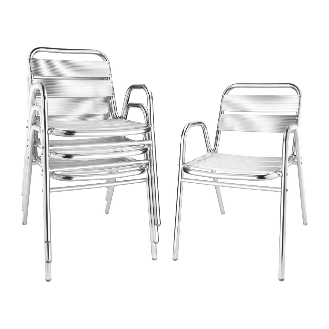 Bolero Aluminium Stacking Chairs Arched Arms (Pack of 4) JD Catering Equipment Solutions Ltd