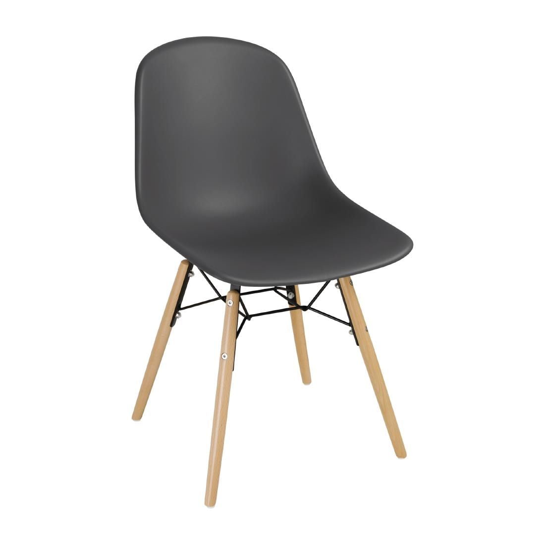 Bolero Arlo PP Moulded Side Chair Charcoal with Spindle Legs (Pack of 2) JD Catering Equipment Solutions Ltd