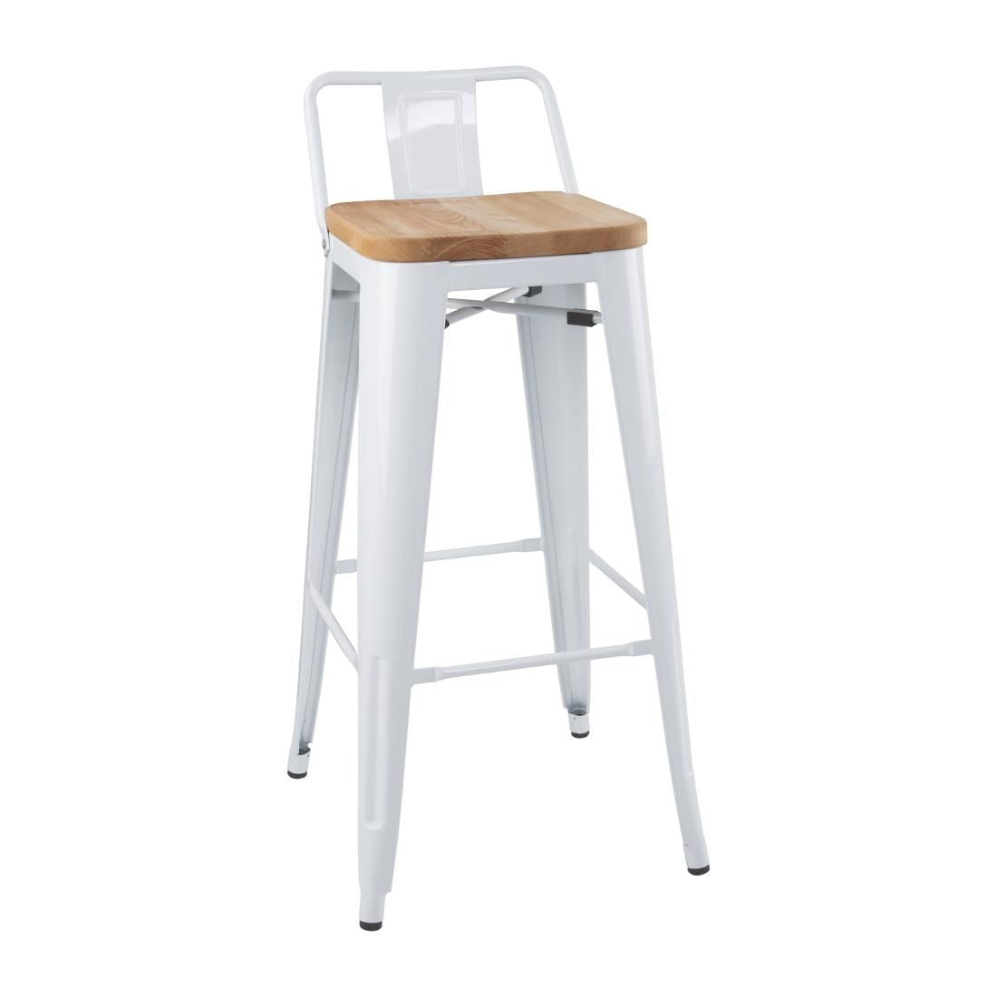 Bolero Bistro Backrest High Stools with Wooden Seat Pad (Pack of 4) JD Catering Equipment Solutions Ltd