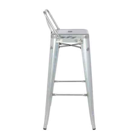 Bolero Bistro Galvanised Steel High Stool with Backrest (Pack of 4) JD Catering Equipment Solutions Ltd