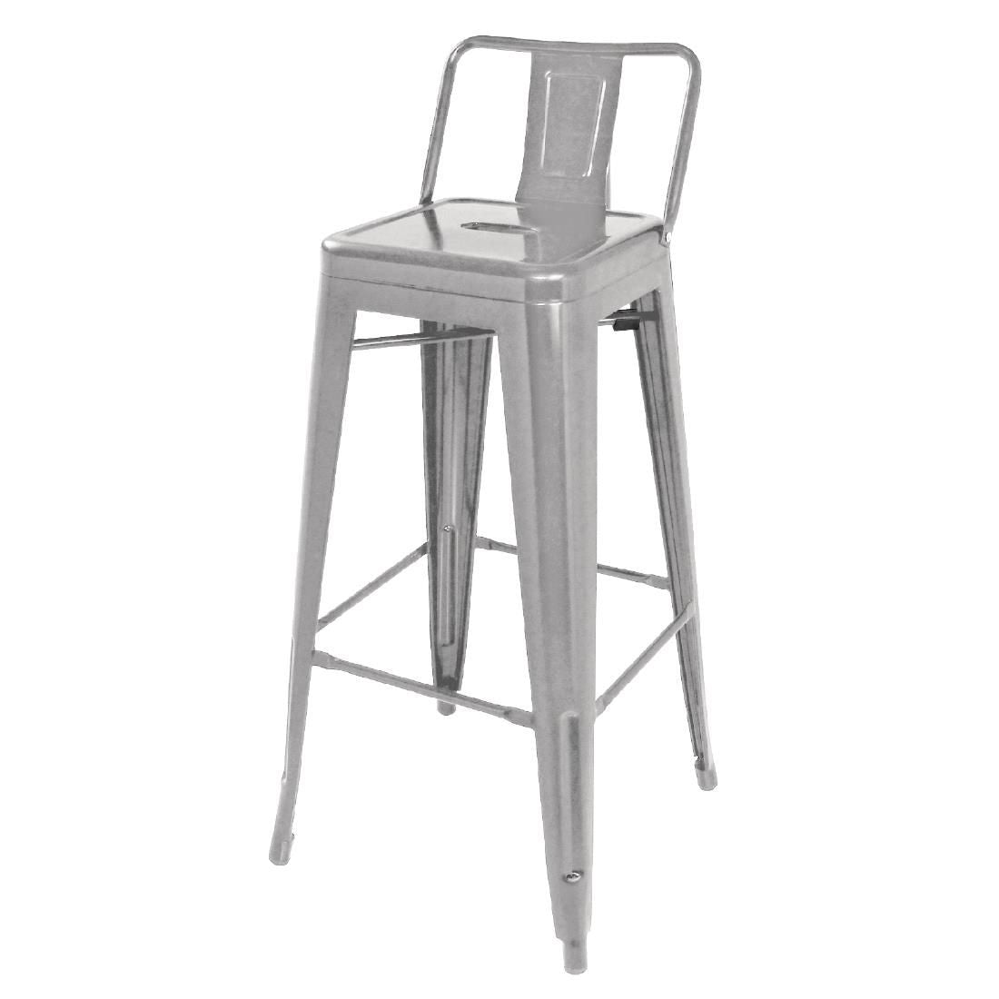 Bolero Bistro Galvanised Steel High Stool with Backrest (Pack of 4) JD Catering Equipment Solutions Ltd