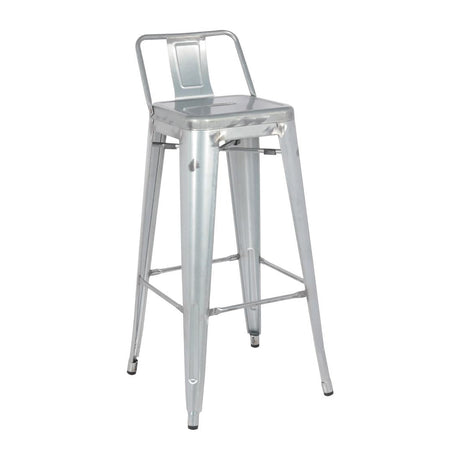 Bolero Bistro Galvanised Steel High Stool with Backrest (Pack of 4) JD Catering Equipment Solutions Ltd