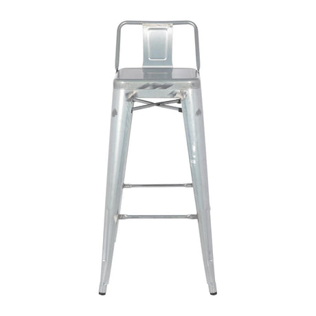 Bolero Bistro Galvanised Steel High Stool with Backrest (Pack of 4) JD Catering Equipment Solutions Ltd