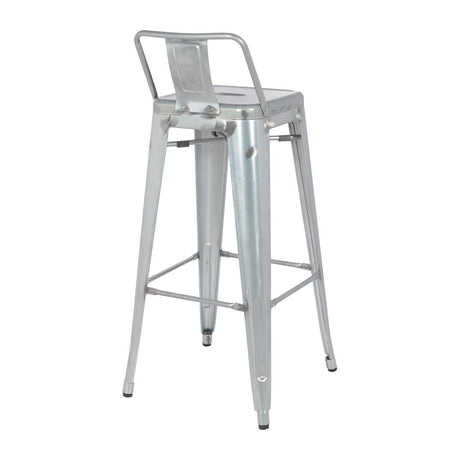 Bolero Bistro Galvanised Steel High Stool with Backrest (Pack of 4) JD Catering Equipment Solutions Ltd