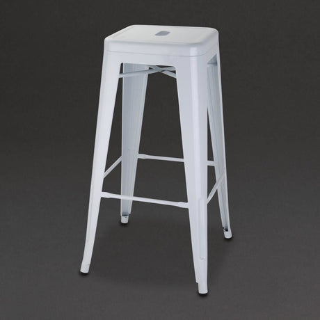 Bolero Bistro Galvanised Steel High Stools White (Pack of 4) JD Catering Equipment Solutions Ltd